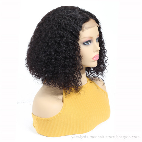 Mongolian Kinky Curly Human Hair Lace Front Closure Wig Short Bob Cut 4X4 Front Lace Kinky Curly Hair Bob Wigs Vendor Wholesale